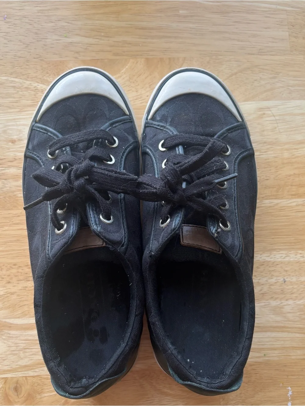 Coach Empire Signature Canvas Sneakers A00248 Black/Smoke Women's Size 8